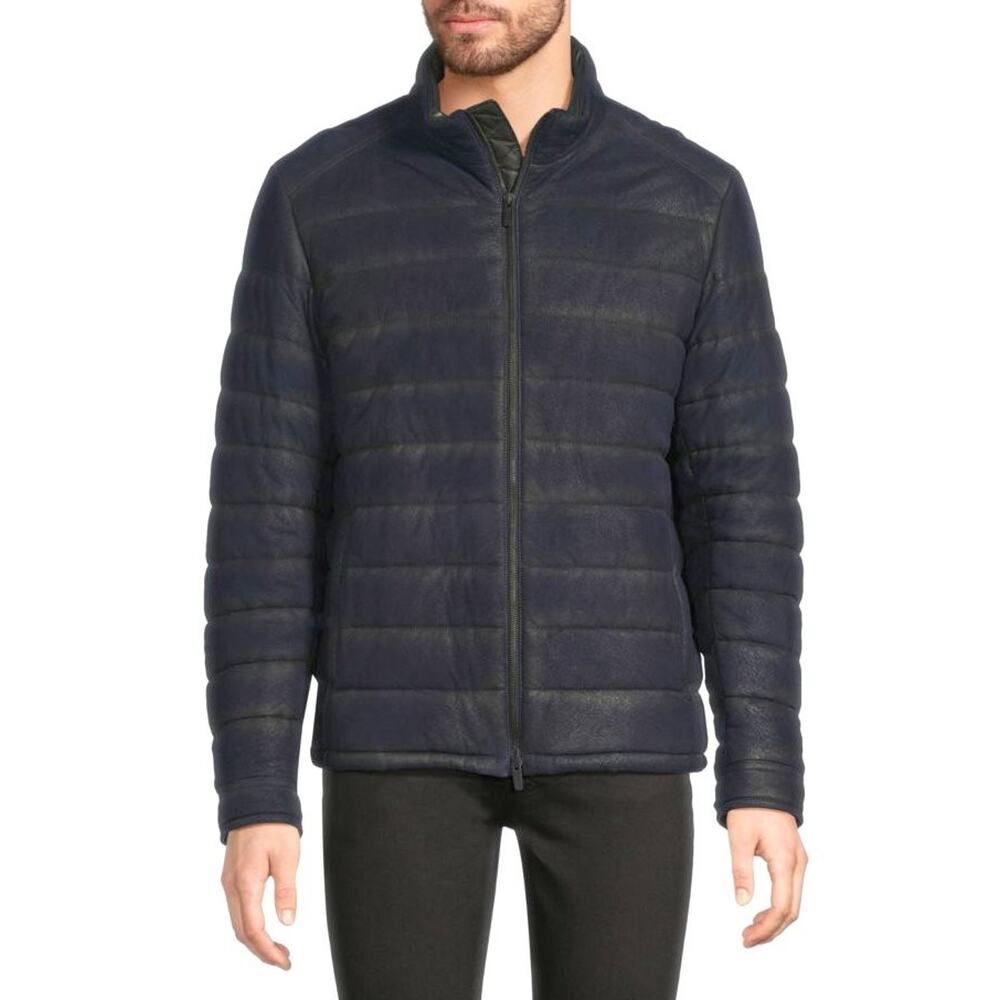 $4,500 NWT Tod's Blue Structured Silhouette Stand Collar Leather Puffer Jacket S